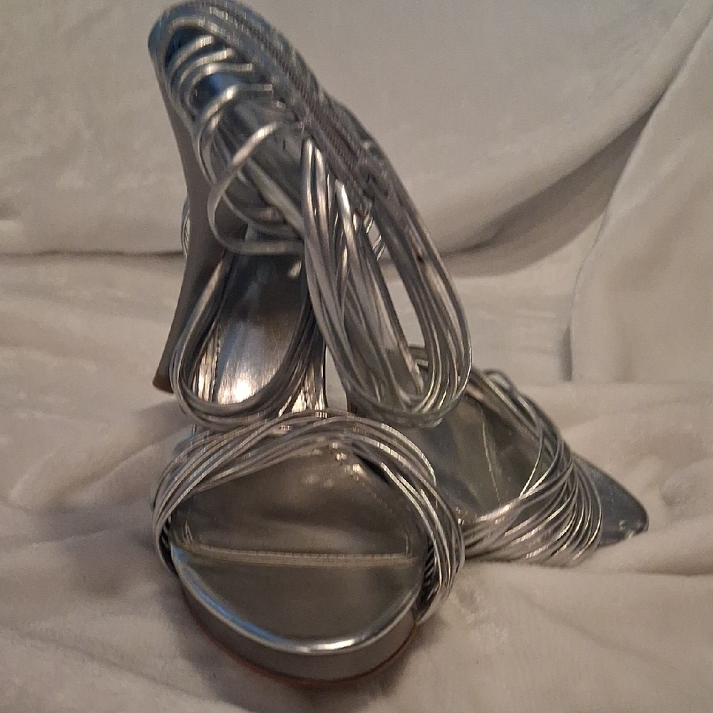 Aldo Metallic Silver Strappy Sandals